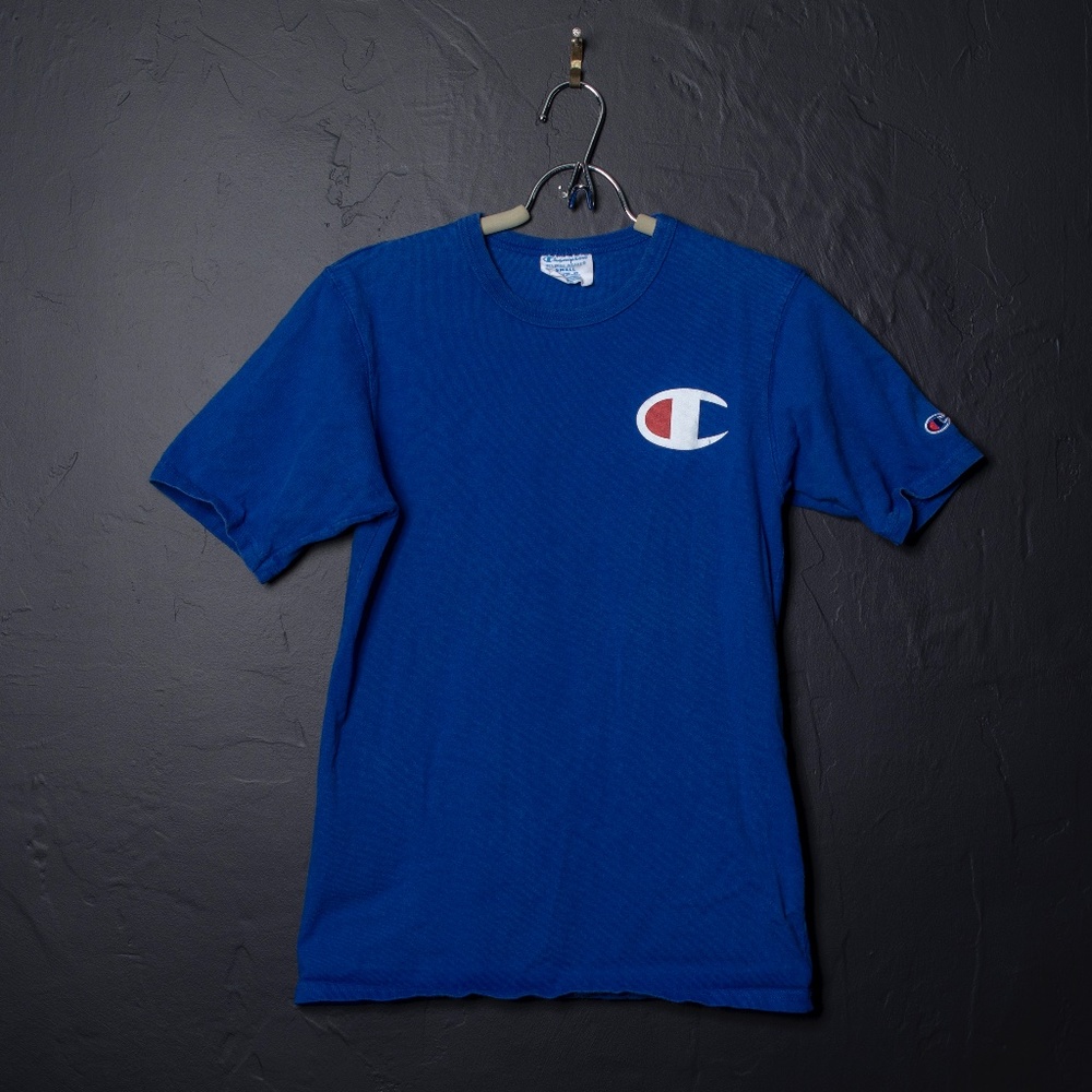 Vintage Blue Short Sleeve Champion Cotton Tee Top